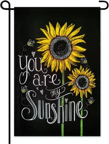 Sunflower Garden Flag 12X18 Inch Double Sided, You Are My Sunshine Burlap Outdoo