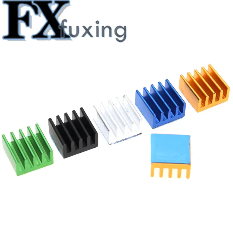 10pcs 8.8*8.8*5mm 9*9*5mm Small Tiny Silver Black Heatsink Aluminum Heat Sink Radiator Cooler With Glue Green Black Silver Blue