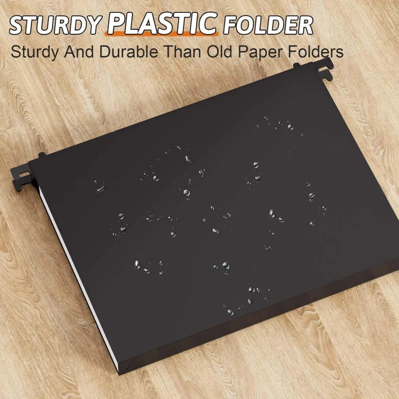 Plastic Hanging File Folders Letter Size,1 Inch Expansion,12 Reinforced Black with Heavy Duty,