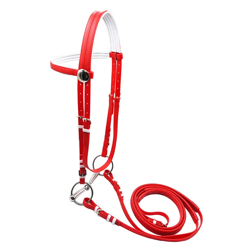

PVC Horse Bridle with Rein and Stainless Steel Ring Bit with Hollow Mouth 1