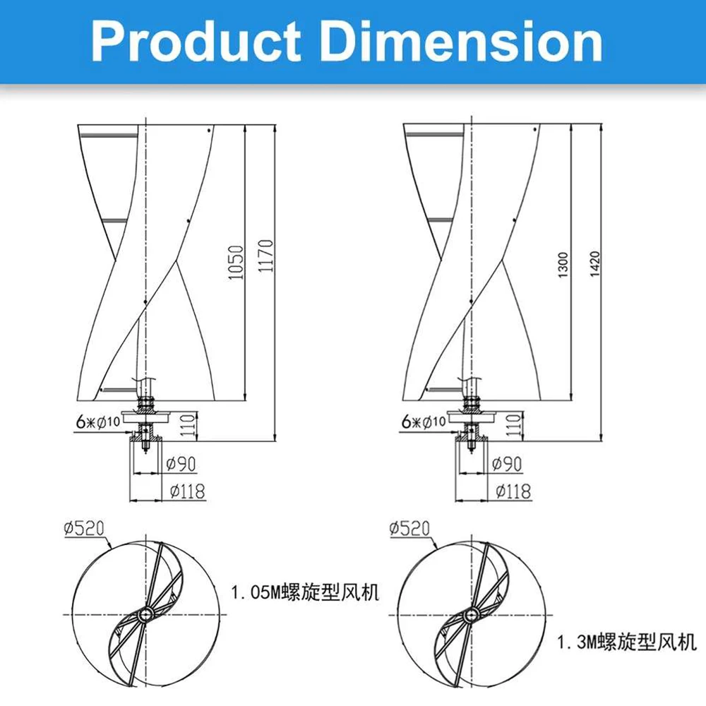 3000W 2000W Vertical Wind Turbine 12V 24V 48V Small Windmill Free Energy use for 110V or 220V Household Farm