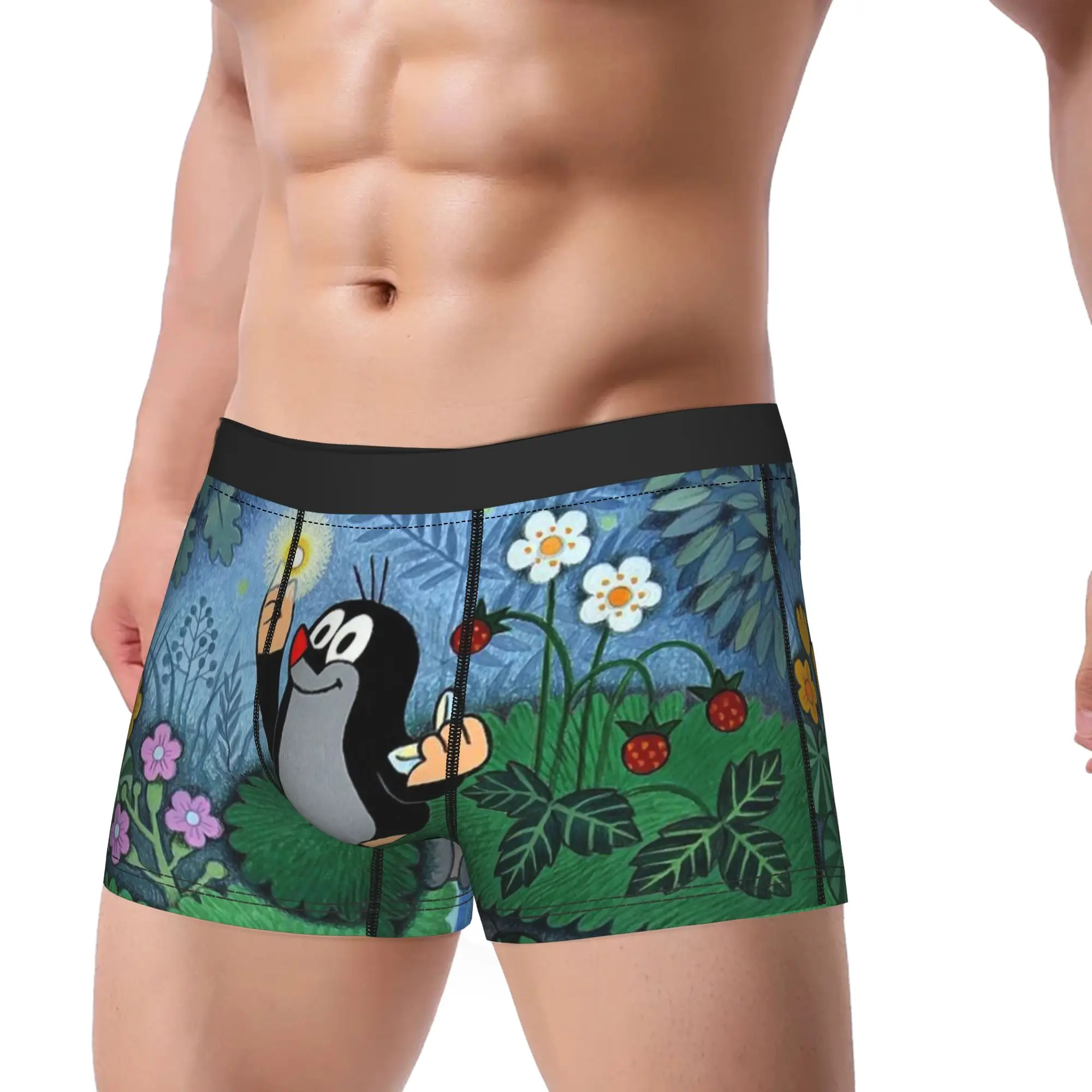 Little Mole Underpants Homme Panties Male Underwear Little Mole Print Shorts Boxer Briefs