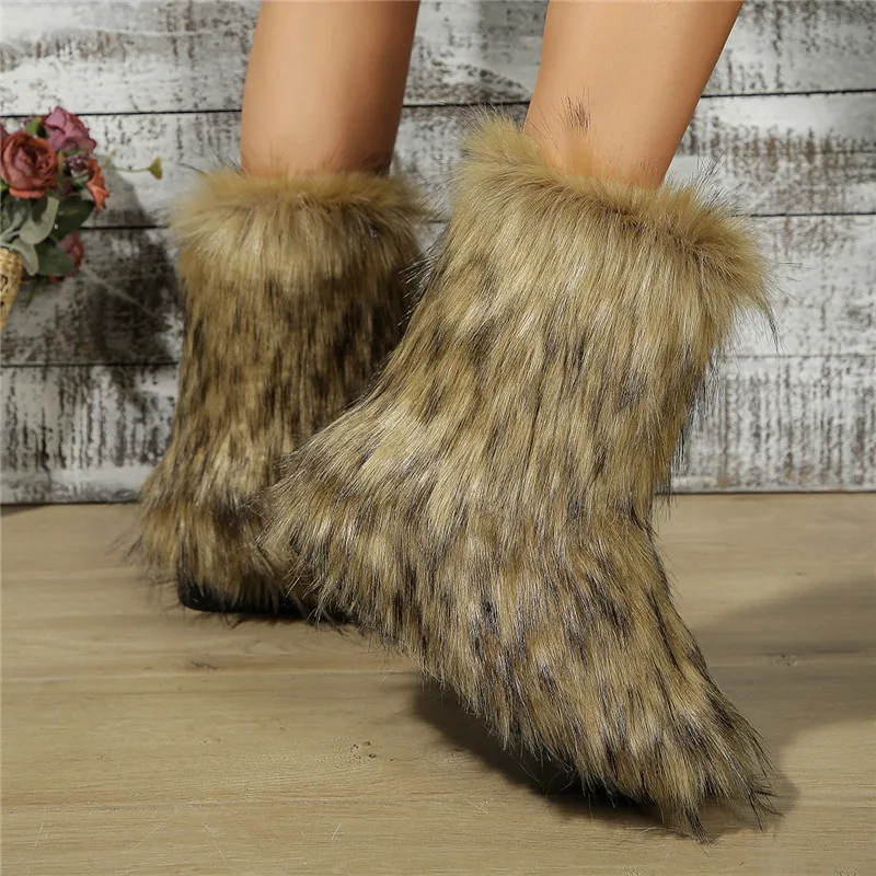Winter High Top Plush Boots Women Fashion Casual Slip-on Purple Boots For Women Original Outdoor Keep Warm Women's Snow Boots