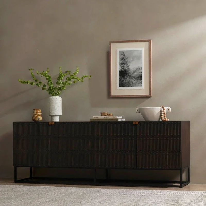 

American solid wood TV cabinet high-end exquisite TV cabinet storage designer design unique shape