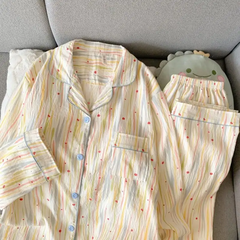 Damski komplet piżamy z długim rękawem, minimalistyczny, wiosenno-jesienny, plus size, seksowny, spodnie, zestaw spodni, spodnie damskie.