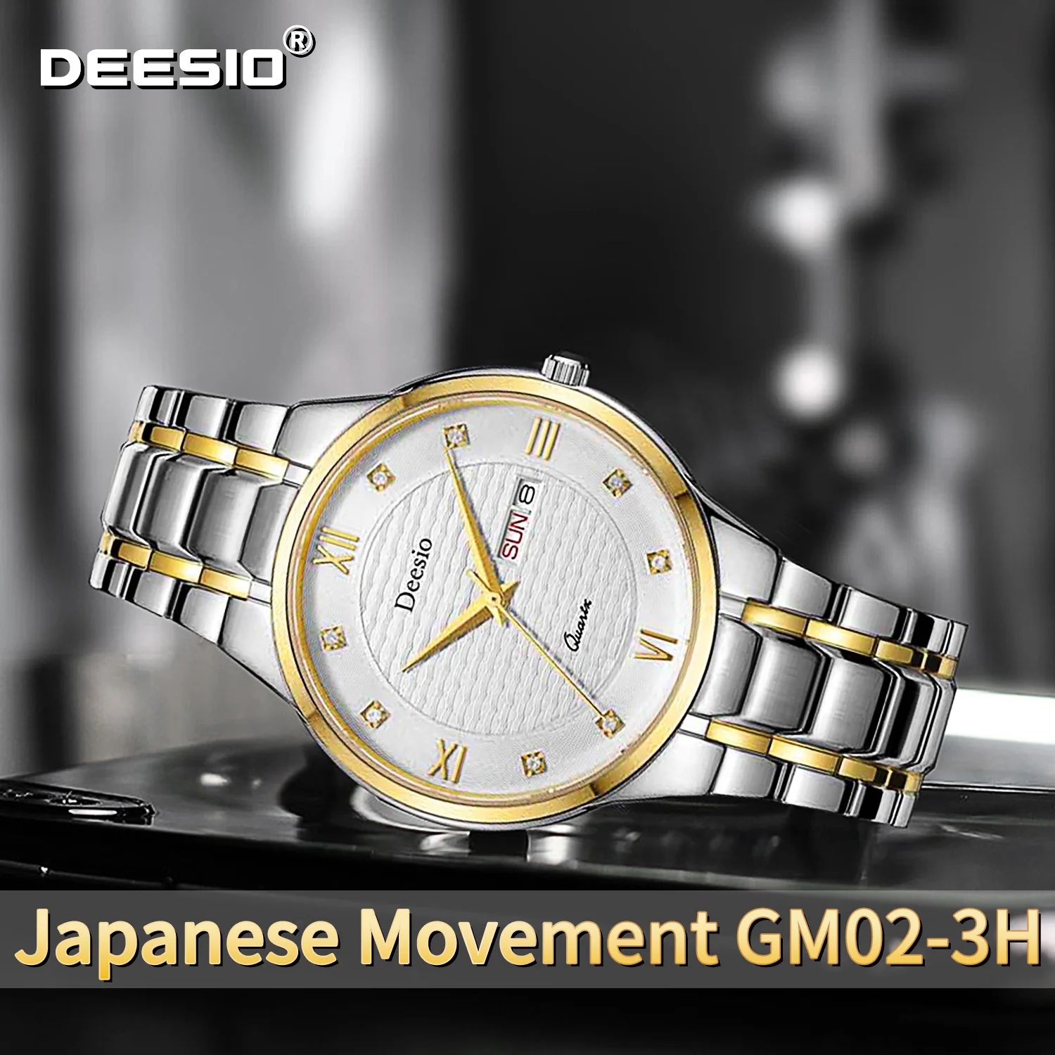 

Роскошные мужские кварцевые часы Deesio, ремешок из нержавеющей стали 316L, японский механизм GM02-3H, водонепроницаемые аналоговые часы для мужчин, подарки