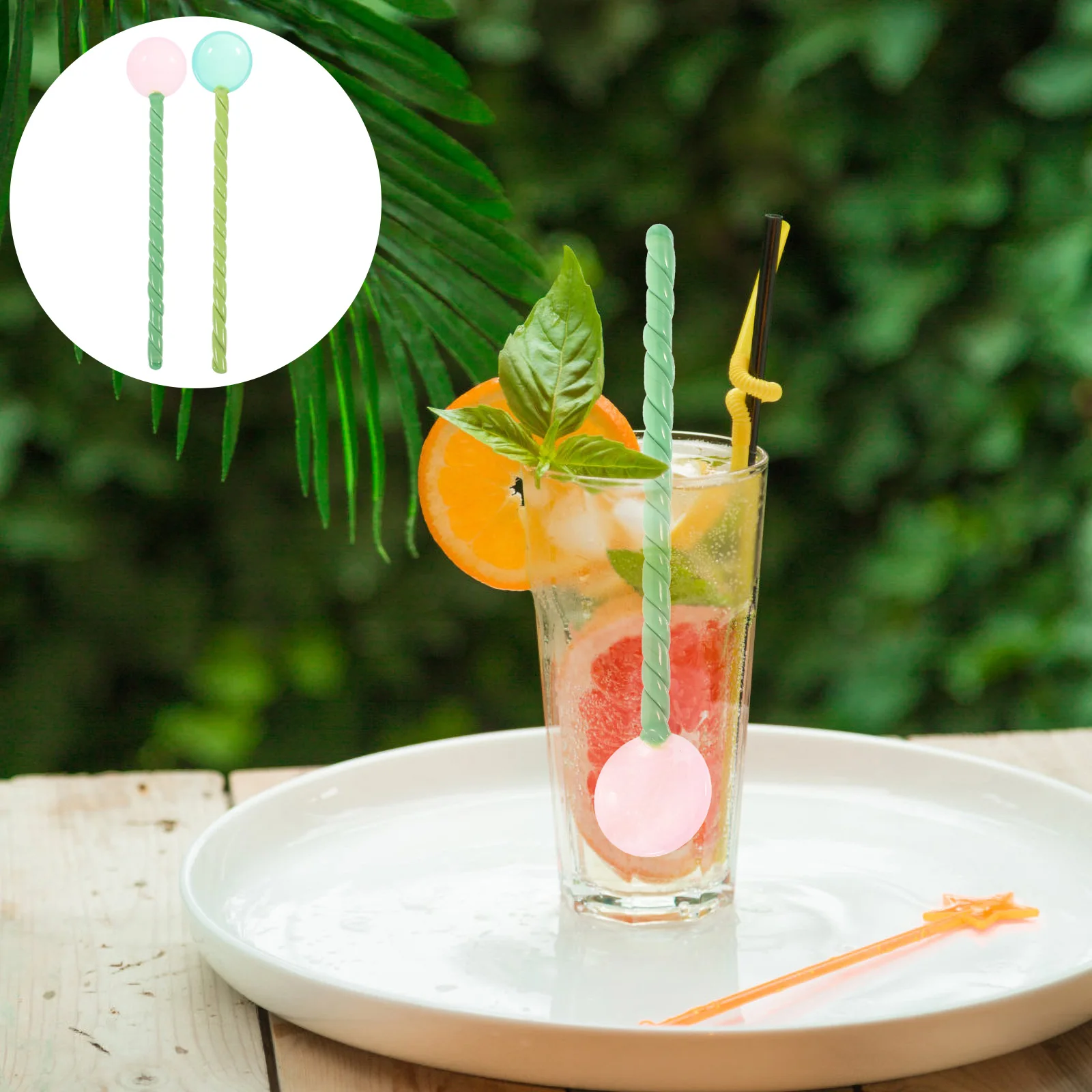 

2Pcs Premium Glass Stirrers Reusable Beverage Mixing Sticks Heat Resistant Smooth Round Tip for Hot Drinks Whiskey Tea Swizzle