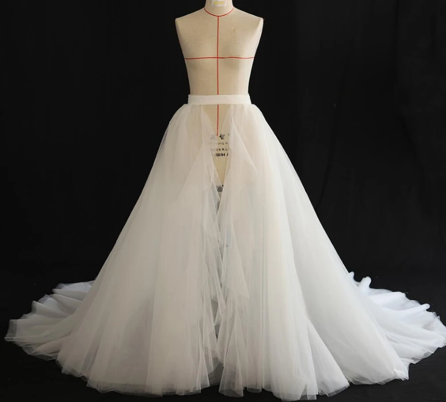 Hot new overskirt gonna staccabile per abito da sposa morbido Tulle Train rimovibile bianco avorio treno accessori da sposa su misura