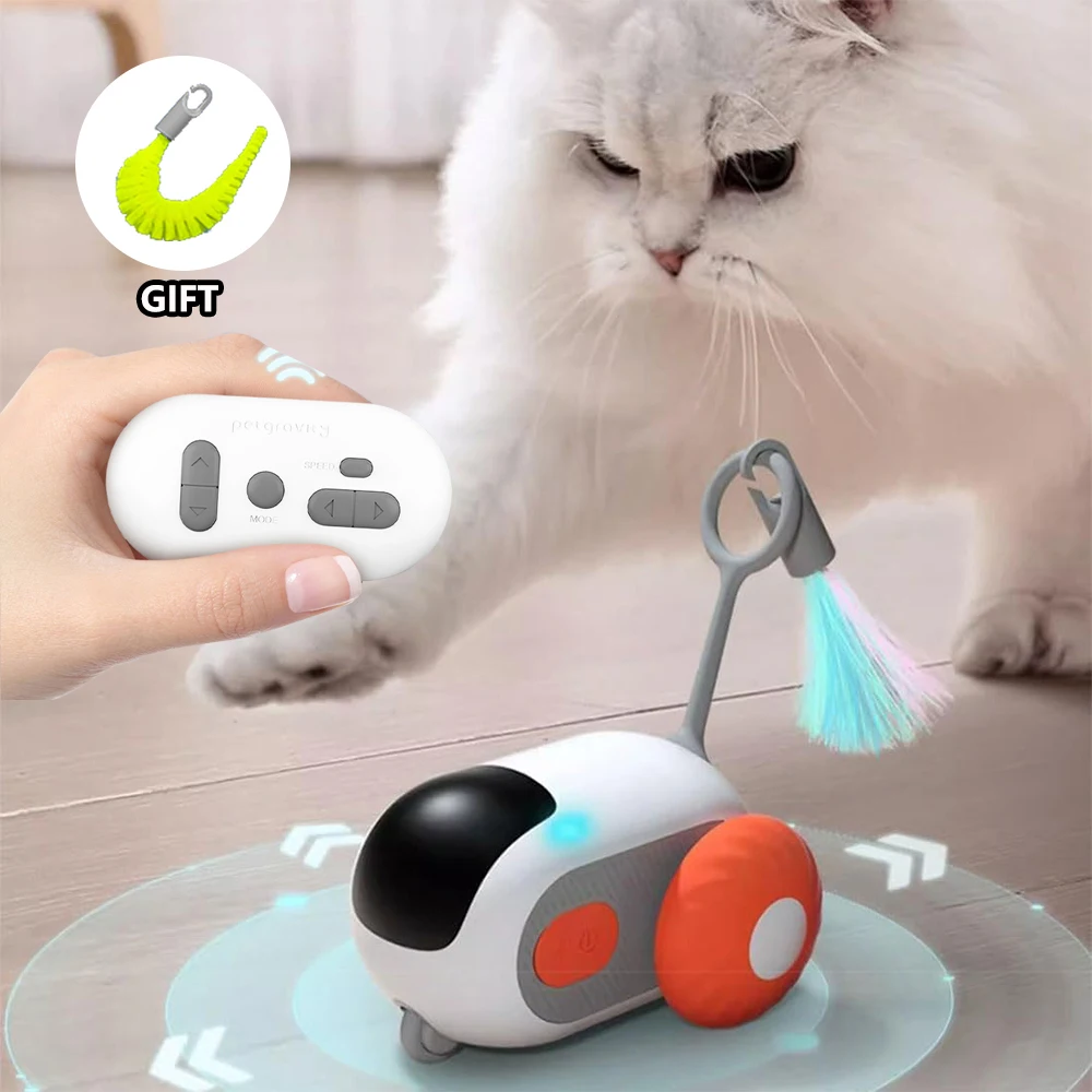 Remote Control Intelligent Electric Cat Toy, Gravity Automatic Moving Car Toy, Indoor Cat Interactive Cat Toy, Fun Feather Intel