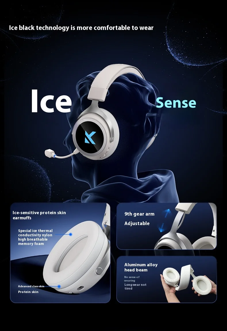 Neu verbessertes MCHOSE X9 Over-Ear Gaming-Headset mit Vier-Modus-Konnektivität und langer Akkulaufzeit für Gaming und Unterhaltung. – Detail 8