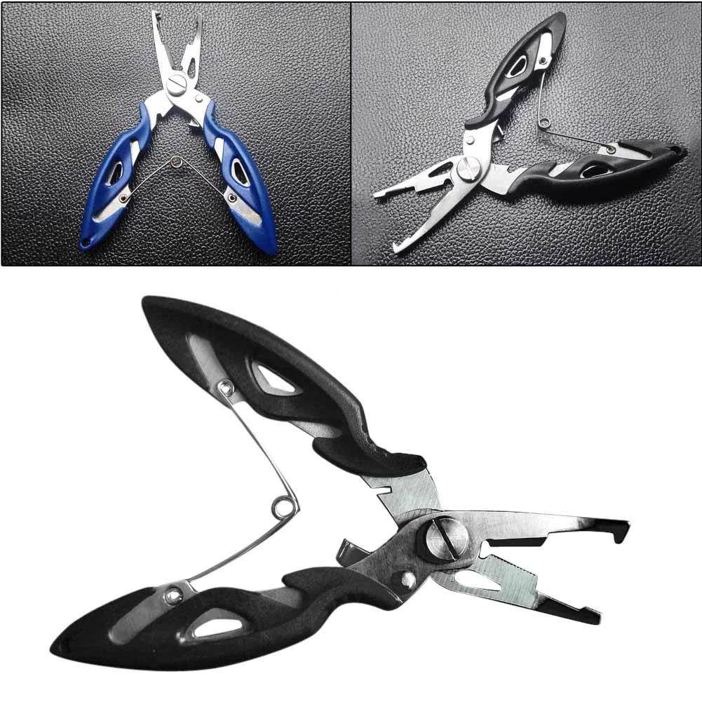 Fishing Lure Plier Scissors Return Spring Latch Bend Design Comfortable Handle Needle Nose Pliers Eagle Nose Pliers Black