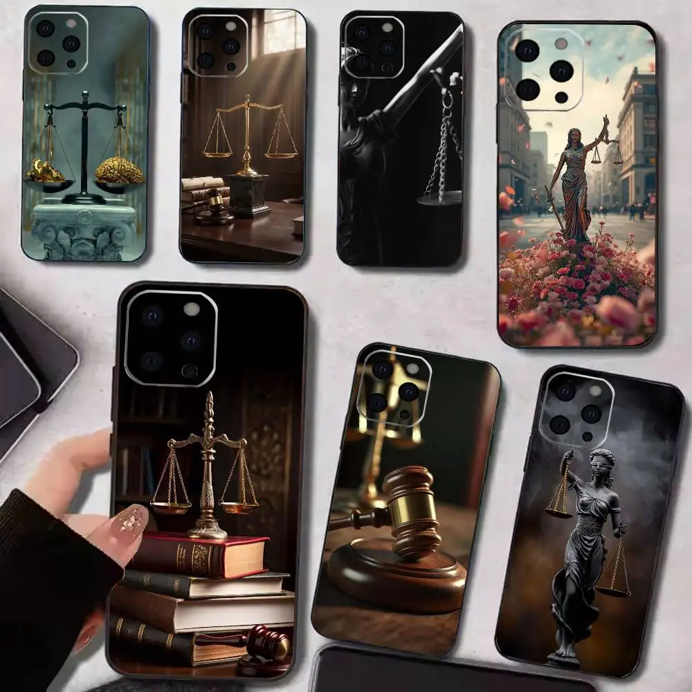 Coque de téléphone en silicone souple pour iPhone 17 16 15 14 13 12 11 X XR Plus Pro Max Plus - Thème Justice, Droit, Avocat, Juge
