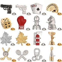 High quality pistol bullet dice playing card brooch fashionable men's lapel badge clip, factory direct wholesale