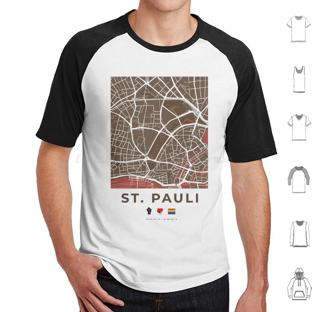 St.-Hamburg-Street Map T Shirt Big Size 100% Cotton Hamburg Map Germany Deutschland Antifa Anti Racist Anti Racism Home Town