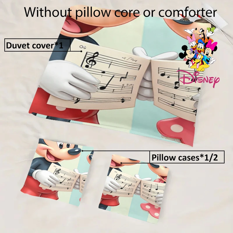 طقم غطاء لحاف ديزني ميكي آند سنو وايت 2/3 قطعة بدون حشو نعومة تشبه السحابة نمط طباعة كامل قابل للغسل في الغسالة