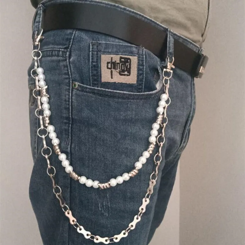 Metal Punk Rock em Camadas Corrente Chaveiros para Homens e Mulheres, Cintura Chaveiro, Carteira, Jeans, Calças Hip-Hop, Cadeias de Cintos, Acessórios Jóias