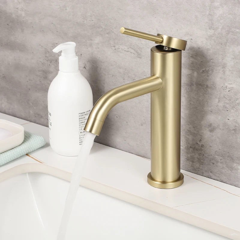 ULA Golden Faucet for Basin Washbasin Water Faucets Hot Cold Water Bathroom Mixer Tap Waterfall Sink Gold Tap