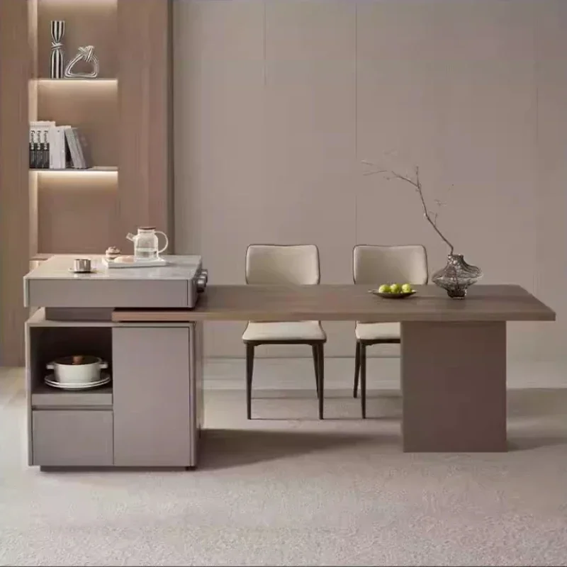 

2.4m 2.7m Minimalist Modern Multifunctional Storage Rock Slab Advanced Island Table Household Retractable Dining Room Furniture