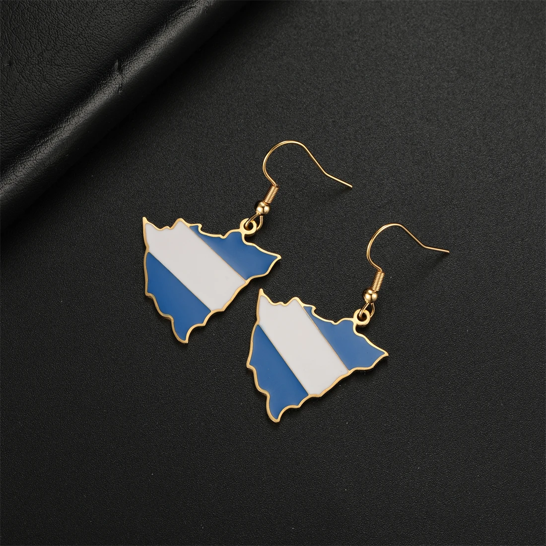 EUEAVAN Fashion Nicaragua Map Earrings Women Stainless Steel Gold Silver Color Drop Oil Nicaraguense Flag Party Jewelry Gift