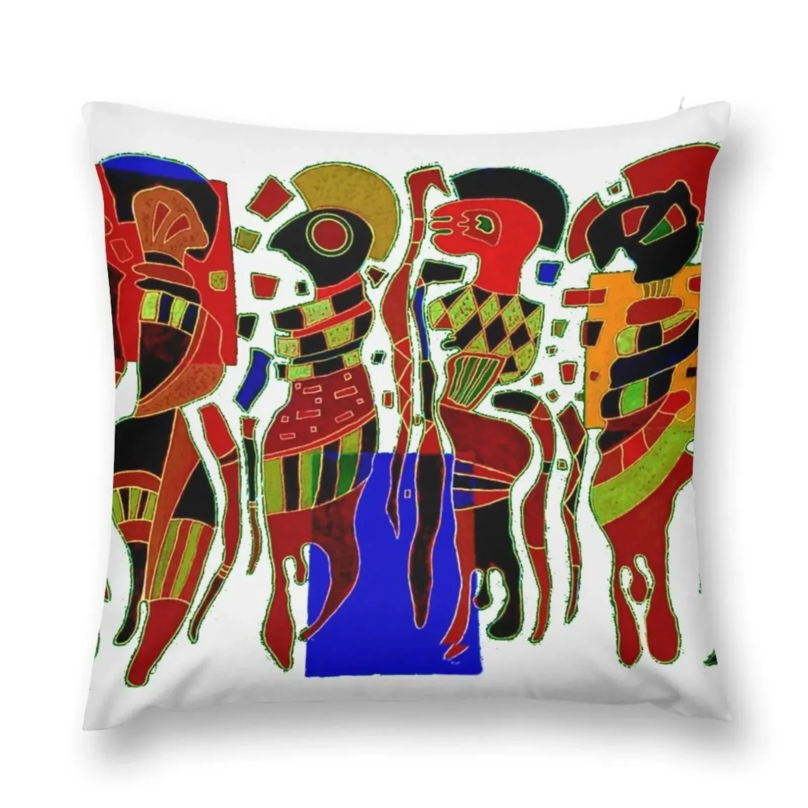 

Four Figures on Three Squares by Wassily Kandinsky Tribal White Throw Pillow Ornamental Pillow Pillow Case Christmas