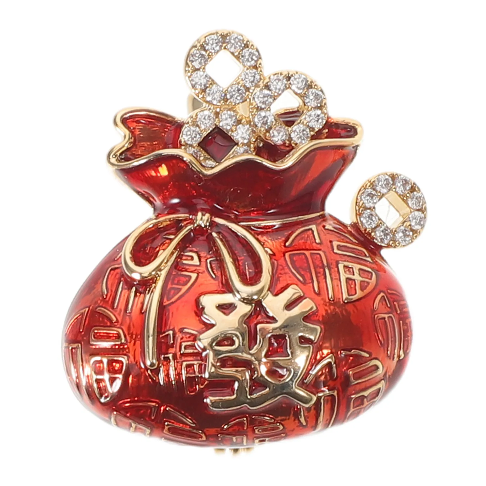 

Lucky Bag Brooch Pin Festive Red Alloy Coat Lapel Suit Shawl Decorative Brooch Chinese New Year Jewelry Women Clothing Accessory