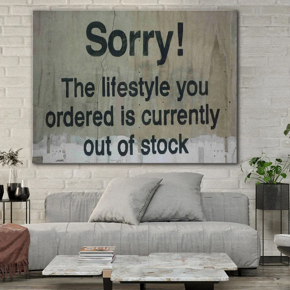 Banksy Street Quotes Sorry Canvas Painting Posters And Print Inspirational Wall Art For Home Living Room Office Decoration Gifts