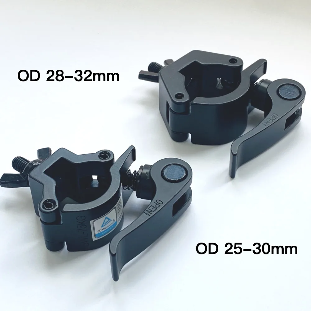 Stage Truss O Tube Clamp Quick Release Clamps OD 25-30mm 28-32mm Pole Pipe Black Aluminum Fast Lock Clamp For DJ Sound Lighting