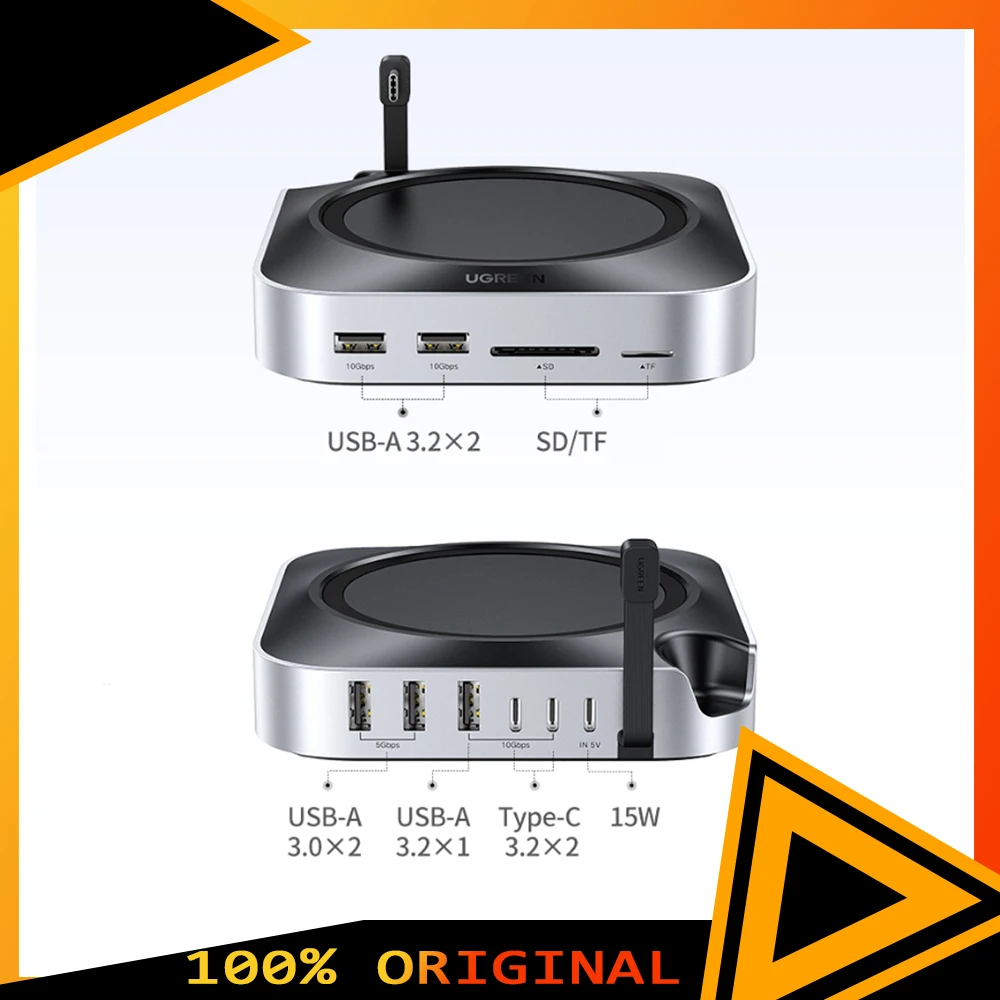 

UGREEN For Mac Mini M4/M4 Pro USB HUB Docking Station M.2 NVMe SSD 10Gbps 8TB Max 170MB/s USB Splitter Dock USB-A&C Ports SD&TF