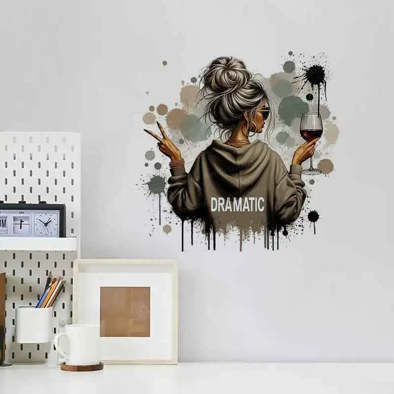 Retro Women's Dramatic Wall Stickers Fashion Living Room Bedroom Decor Wall Decals Artistic Home Decoration AA318