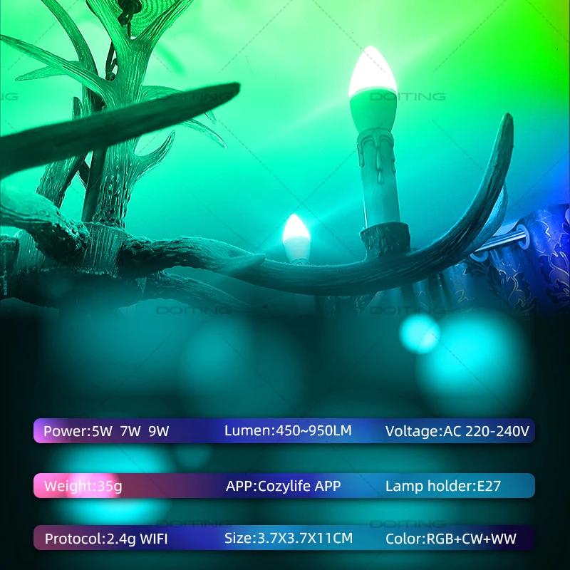 Tuya Smart Wifi Bluetooth Led Candle Light Bulb AC220V E27 E14 RGB Colorful Lamps 5W Works With Alexa Google Home Voice Control