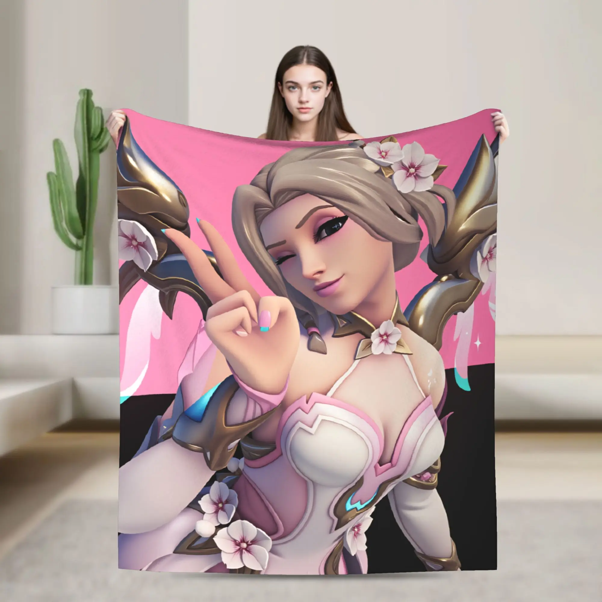 Overwatch Mercy Blankets  Soft Warm Fluffy Plush Bedding Throws For Couch Bed Picnic Flannel Bedspread Bed Cover