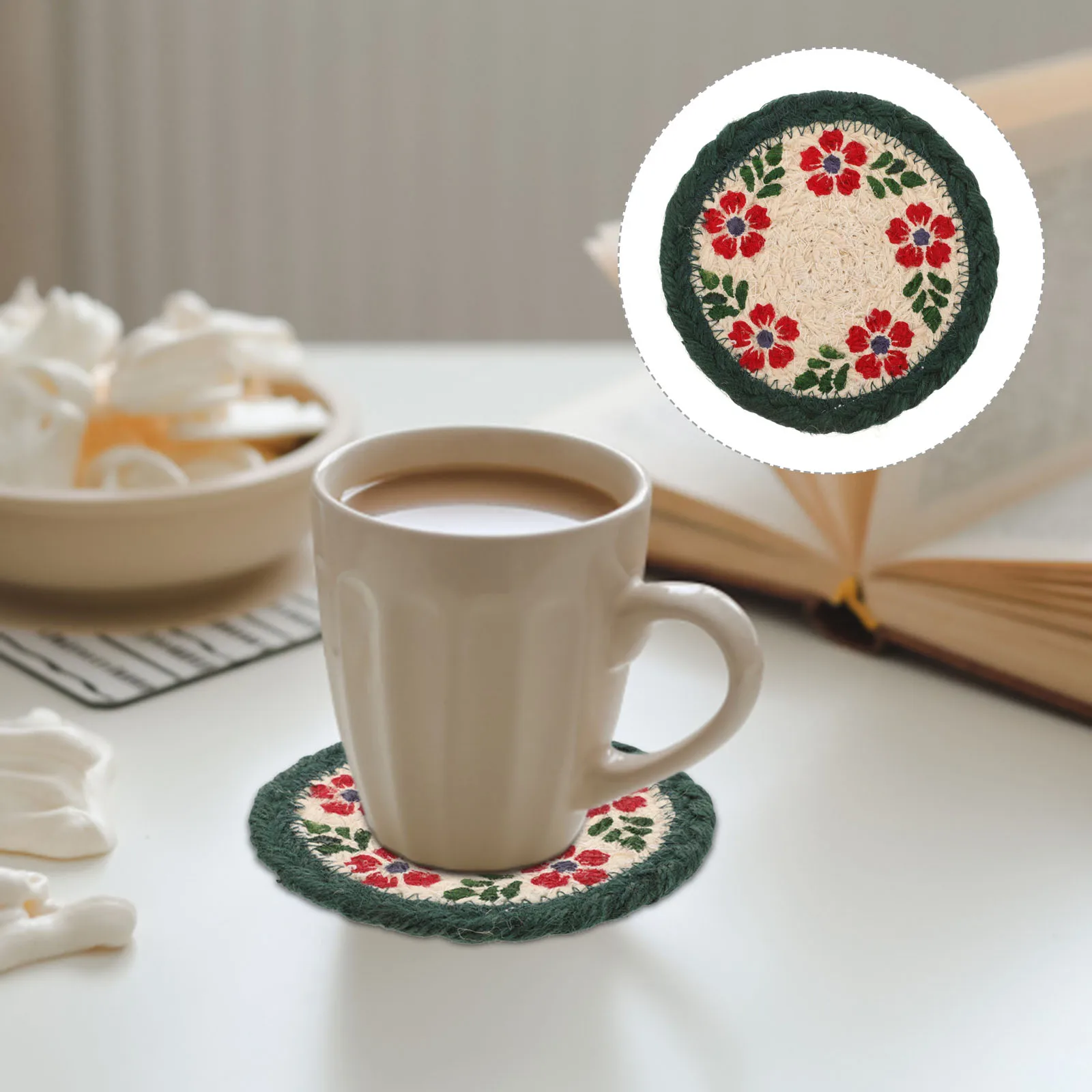 

Handwoven Braided Round Placemat Set Natural Jute Rope Coaster Heat Resistant Dining Table Multifunctional Kitchen Pot Pad Anti