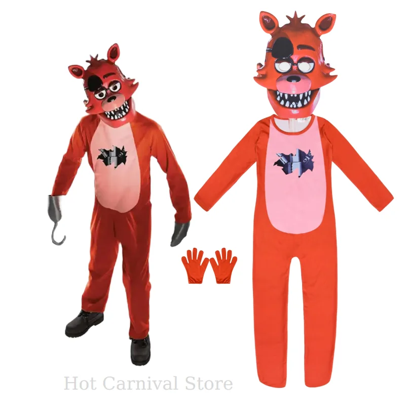 

Kids Halloween Carnival bear Suit Jumpsuit FNAF Freddys Fazbears Bear Foxy Rabbit Funny Party Cosplay Costume