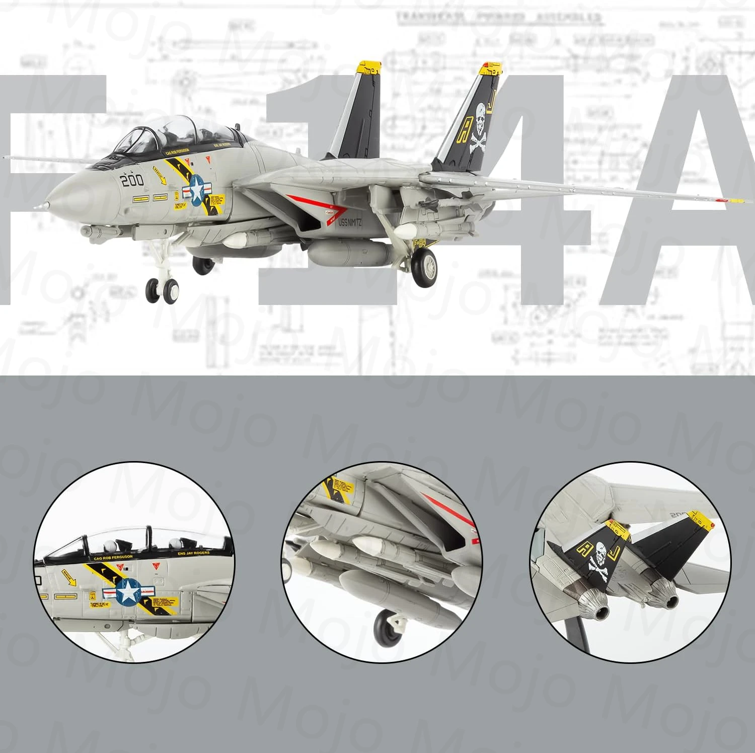 1/100 مقياس WLTK دييكاست USAF F-14A F14A Tomcat الطائرات القتالية VF-84 القراصنة العلم F14 سبيكة لعبة مجسمة جمع هدية