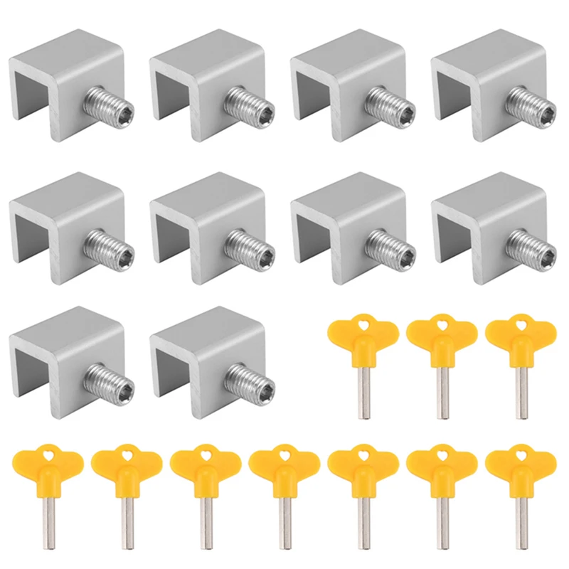 

AIAI 10 Set Sliding Sash Stopper Cabinet Locks Straps Doors Security Anti-Theft Lock Window Sliding Door Doors Lock