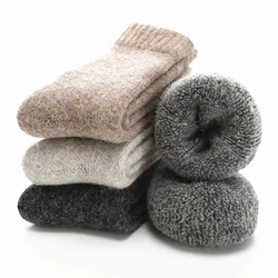 Meias quentes de inverno meias de lã merino mais grosso britânico xadrez novidade aquecimento meias masculinas aquecidas feliz toalha meias térmicas para homem