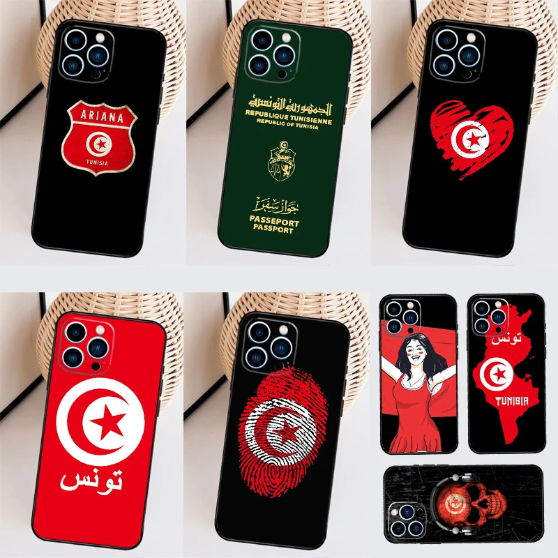 Tunisian Passport Flag Funda For iPhone 15 Pro 14 Pro Max Plus 11 13 12 Mini SE 2020 2022 7 8 X XS XR Phone Case