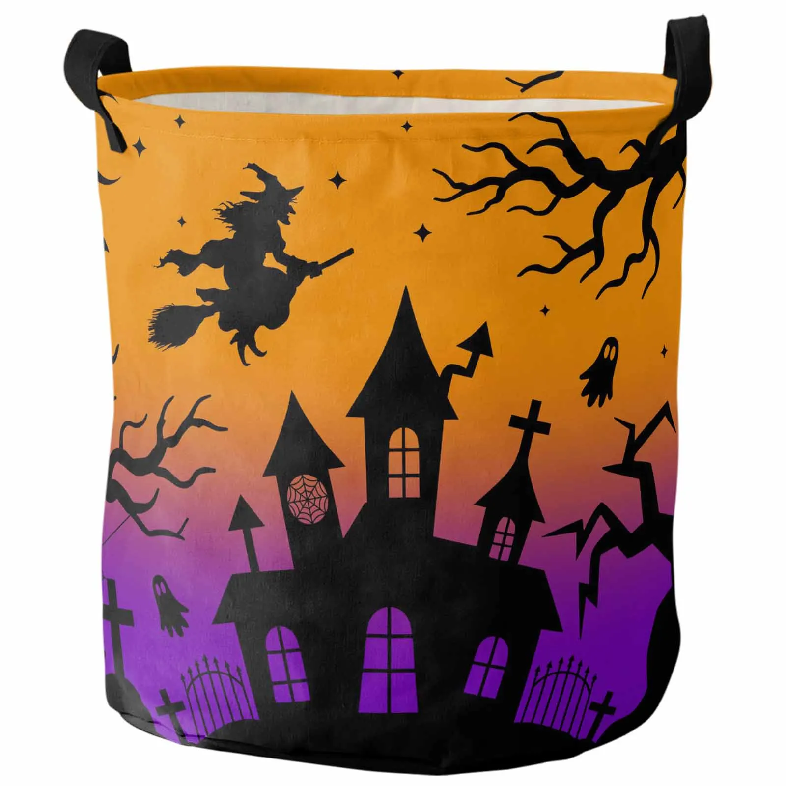 

Gradient Castle Witch Halloween Foldable Dirty Laundry Basket Kid's Toy Organizer Waterproof Storage Baskets