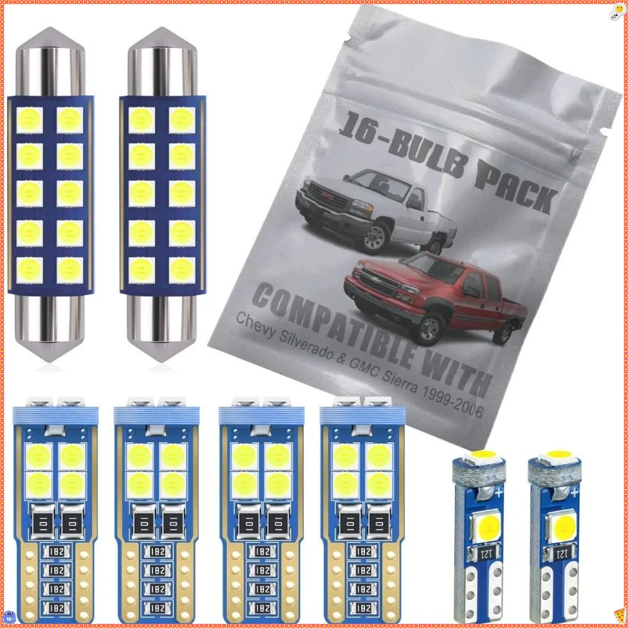 

14-компонентный комплект белого светодиодного внутреннего освещения для Chevrolet Map, верхний багажник, сменный комплект лампы номерного знака