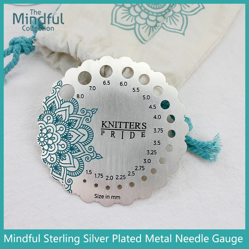 Knitters Pride Mindful Collection Sterling  Sliver  Plated  Metal  Needle Gauge