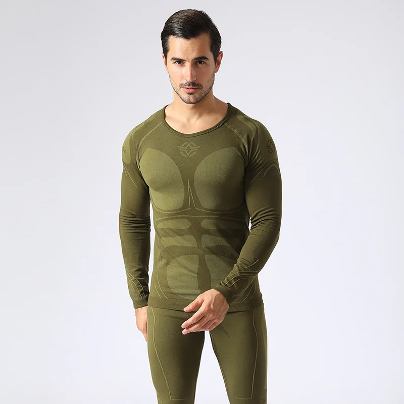 Conjunto de roupa interior térmica masculina, top e calça, uniformes militares de manga comprida, slim fit, corrida, caminhada, ao ar livre, roupas quentes, inverno, 2023