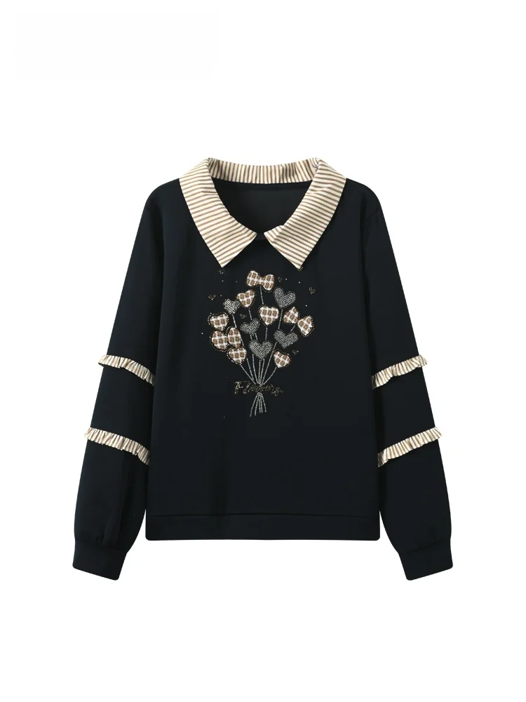 

Женская весенняя блузка больших размеров с длинным рукавом, модный топ в стиле пэчворк, повседневный свободный крой, смесь полиэстера и хлопка