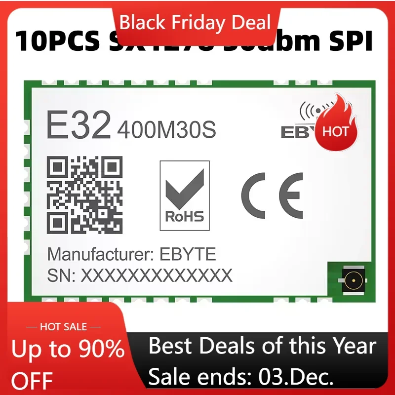 10pcs 433MHz Lora SX1278 Spread Spectrum Module SPI  Long Distance 10KM Low Power 30dBm CDSENET E32-400M30S IPEX/stamp hole
