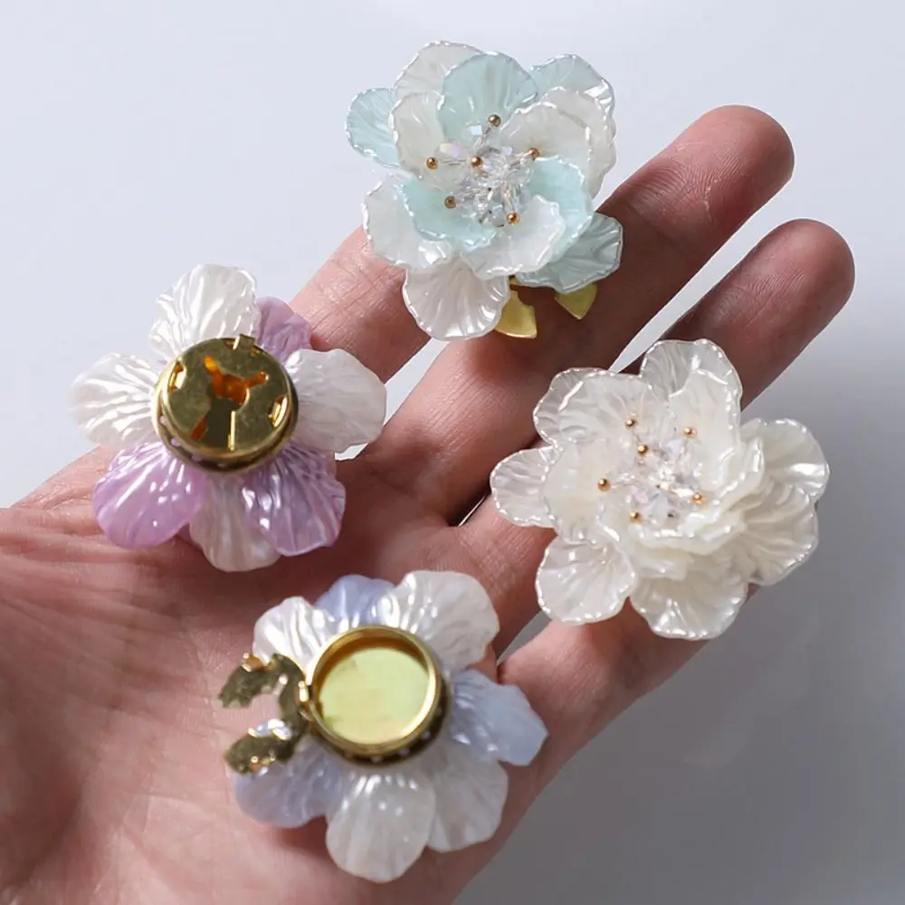 Big Camellia Design Flower Button Covers Sleeve Clip Luxury Sleeve Button Detachable Clip-on Metal Cufflinks For Tux Shirt