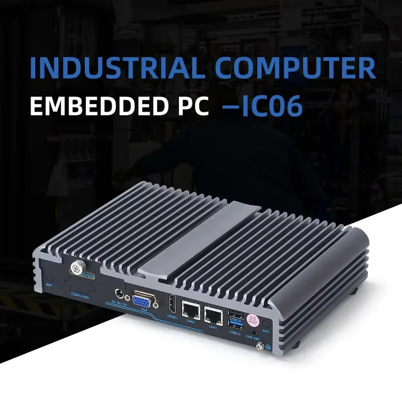 Novatech Global Fanless Mini Industrial PC Arm Edge Computing Gateway Desktop Control Server with 128GB SSD VGA RS232 for