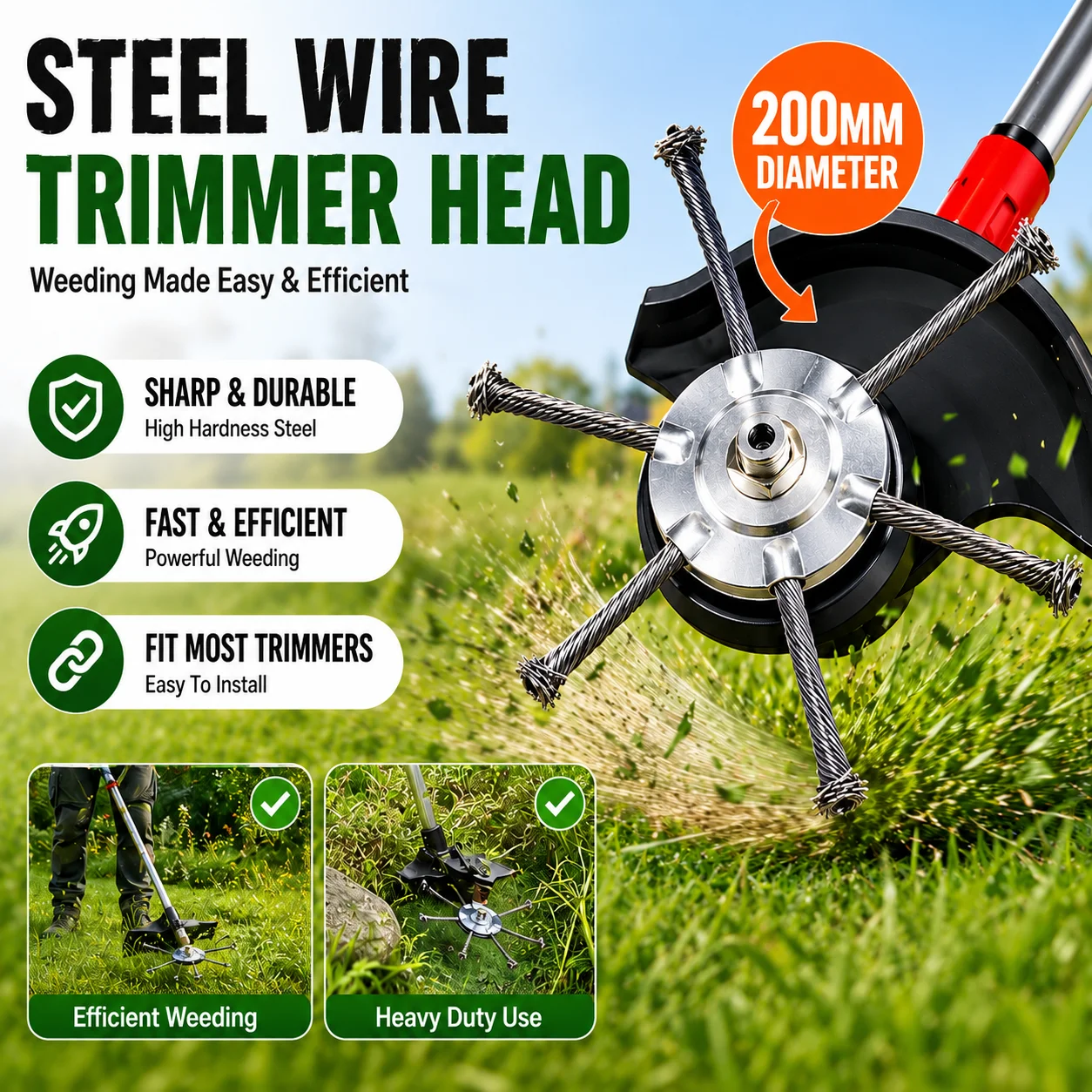 

1Pcs Universal Steel Wire Weed Brush Head Steel Wire Wheel Lawn Mower Trimmer Attachment Remove Moss Rust Grass for Lawn Mower