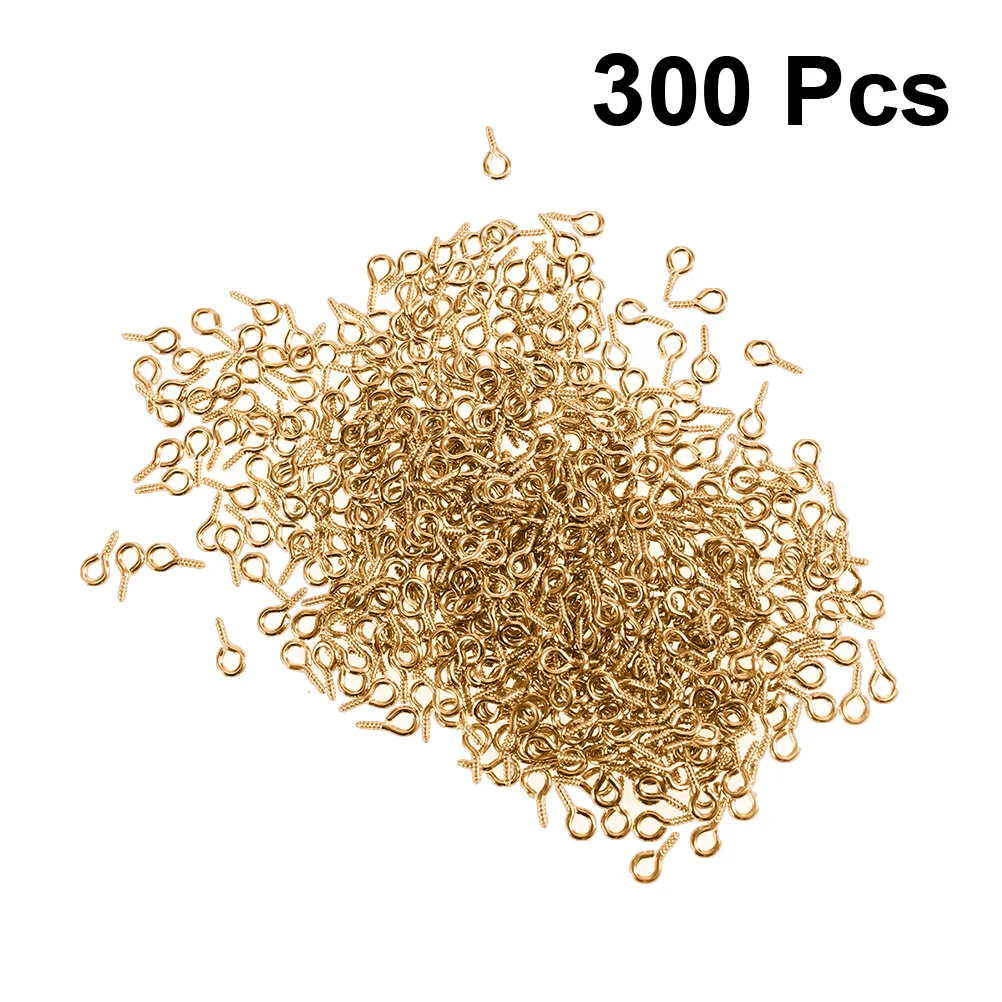 

300Pcs Eye Screw Bolts DIY Key Chain Accessories Golden Durable Easy to Use Craft Screw Eye Pin Fashion Jewelry Accessories