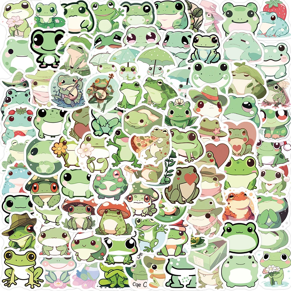 10/30/50/100pcs Cute Frog Cartoon Animals Graffiti Stickers DIY Phone Guitar Laptop Notebook Suitcase Cup Waterproof Sticker Kid