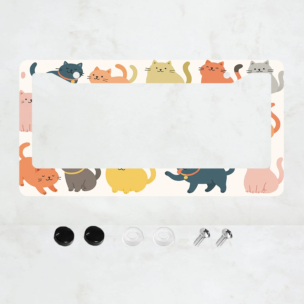 

1PC Cute Cat 2-Hole License Plate Frame, Multicolor Aluminum, 6x12 Inches, with Screws, Fun, Car Decoration, Gift