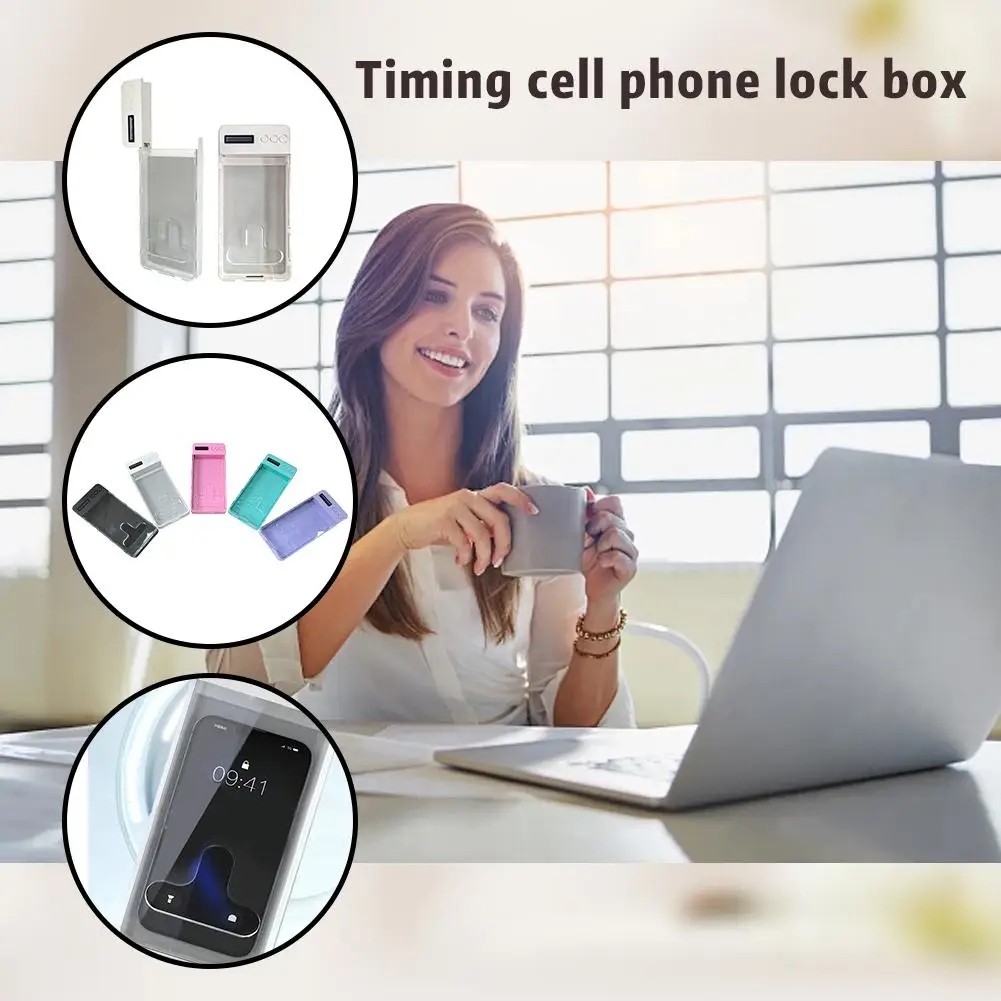 Students Phone Box Self-discipline Tool Transparent Cell Phone Lock Box with Timer Lcd Display for Adults Children Students